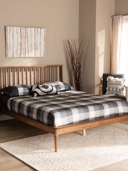 Baxton Studio Abel Classic and Traditional Transitional Walnut Brown Finished Wood King Size Platform Bed