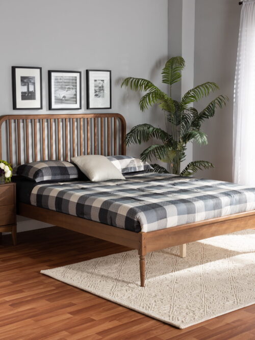 Baxton Studio Neilan Modern and Contemporary Walnut Brown Finished Wood Queen Size Platform Bed