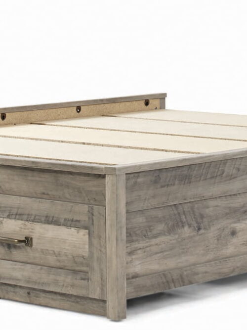 Better Homes & Gardens Modern Farmhouse Queen Platform Bed with Storage, Rustic Gray Finish