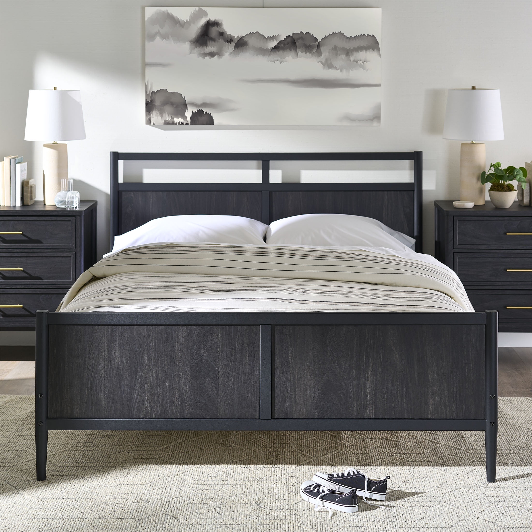 Better Homes & Gardens Oaklee Queen Bed, Charcoal Finish