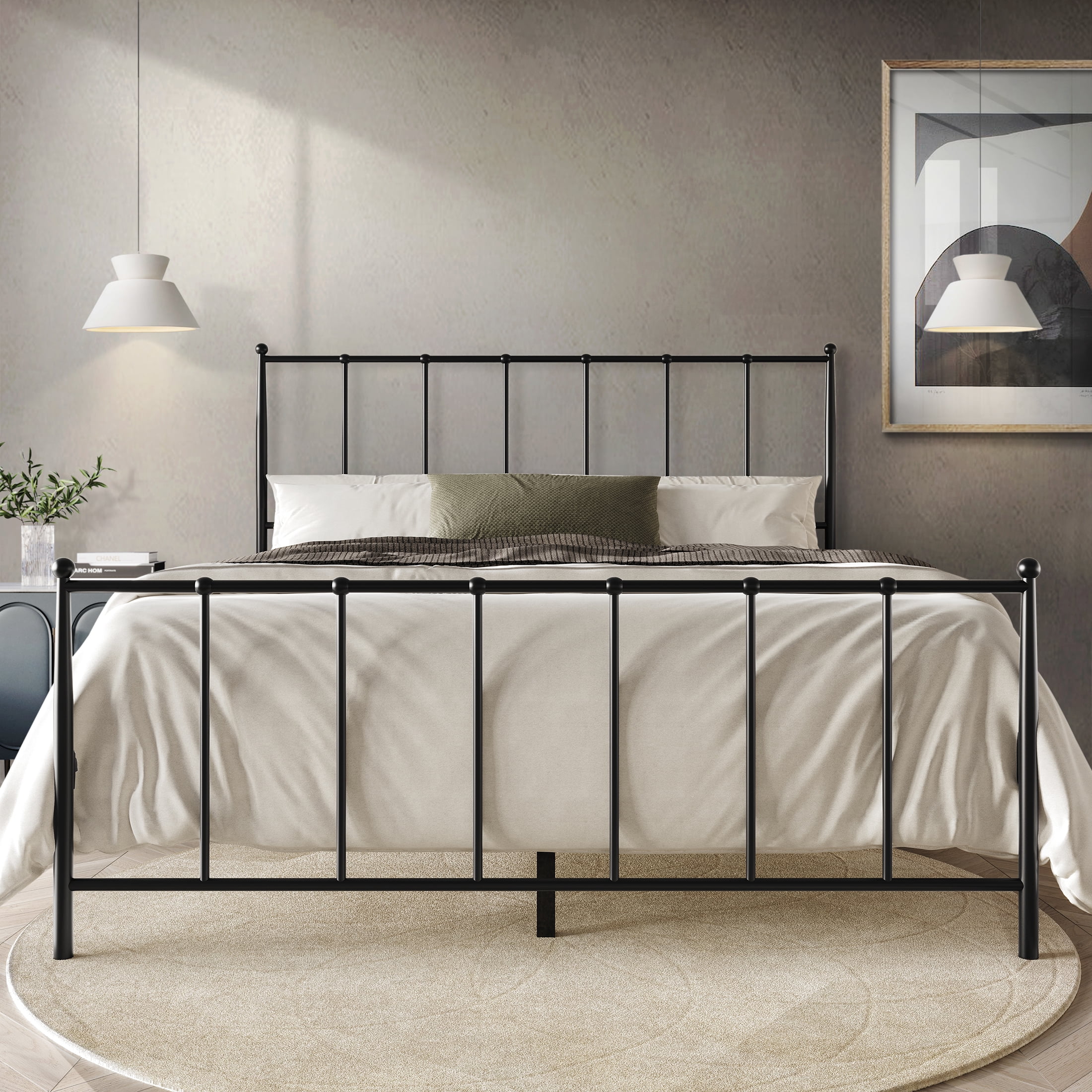Castle Place Metal Full Size Platform Bed, Black, Classic