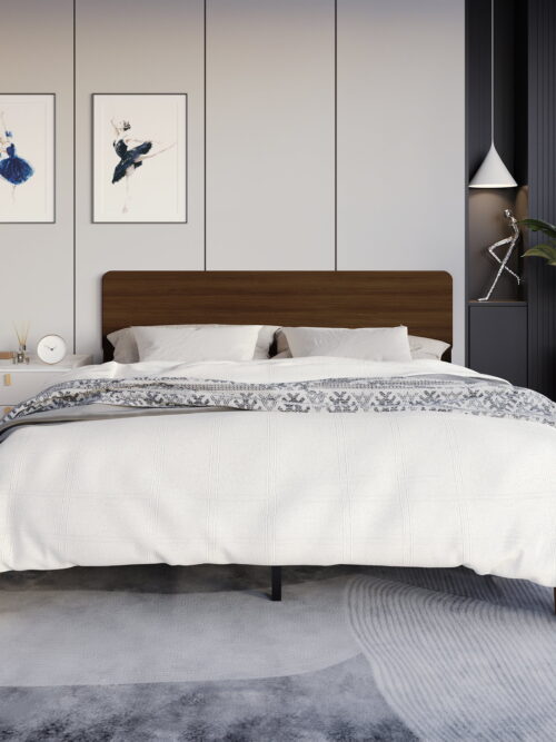 Castle Place Natural Harmony Wooden King Platform Bed, Walnut