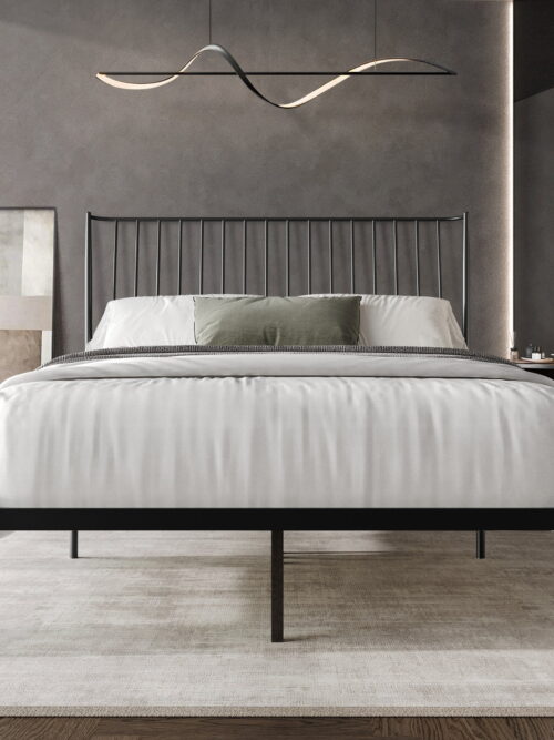 Castle Place Vintage Spindle King Metal Platform Bed, Black