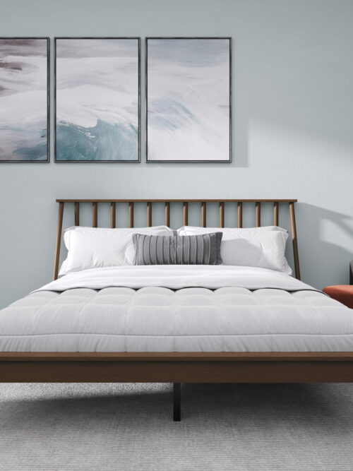 Castle Place Vintage Spindle Wooden King Platform Bed, Walnut