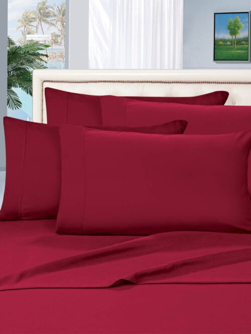 Celine Linen 6 Piece Wrinkle Resistant 1500 Premier Hotel Collection Sheet Set Twin Burgundy