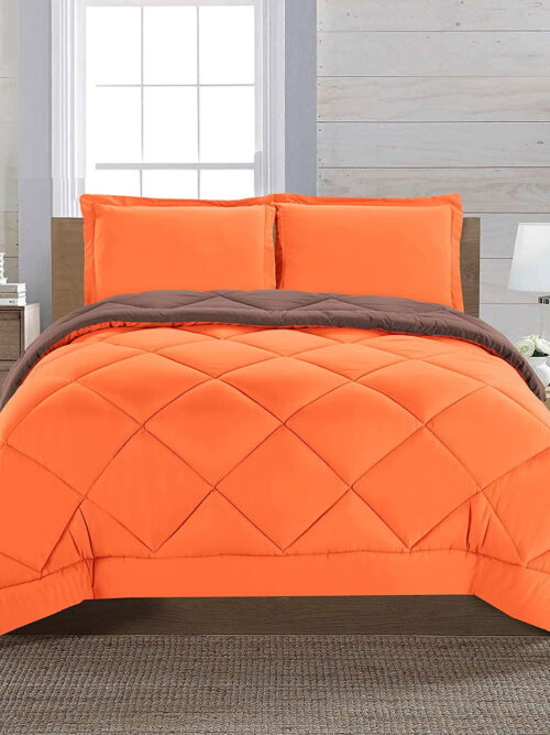 Celine Linen Down Alternative 2pc Comforter Set-Twin, Orange/Brown