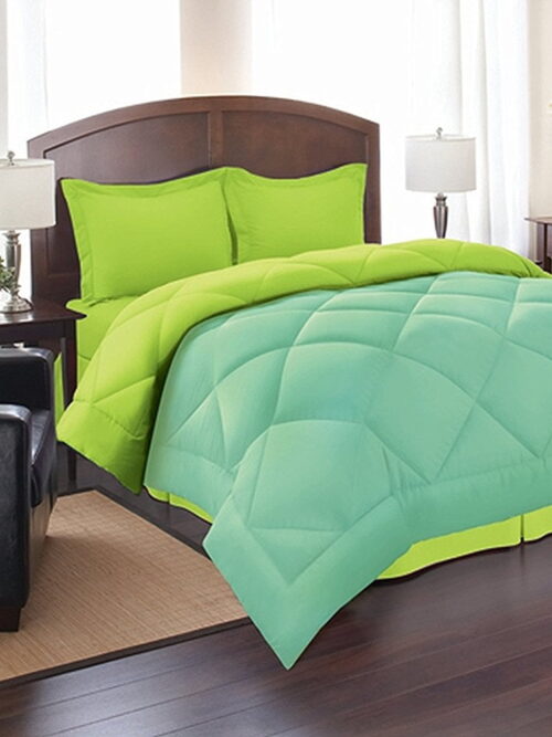 Celine Linen Down Alternative 3pc Comforter Set Full/Queen, Aqua/Lime