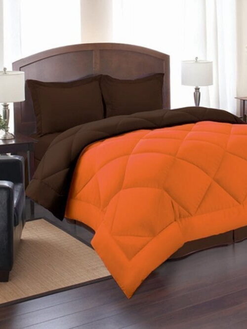 Celine Linen Down Alternative 3pc Comforter Set Full/Queen, Orange/Brown