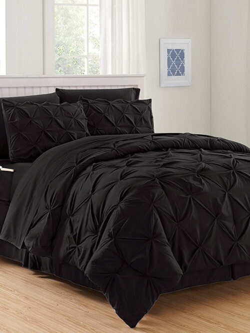 Celine Linen Luxury Ultra Plush Down Alternative Double-Filled Comforter,Full/Queen,Gray