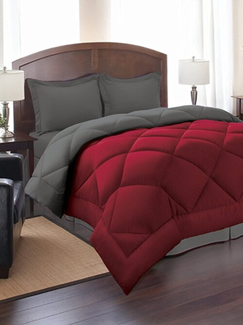 Celine Linen Reversible 3pc Comforter Set- King/Cal King Red/Gray
