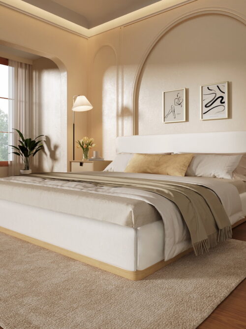Christopher Knight Home Velvet Upholstered King Bed, Solid Wood Platform  Bed Frame, White