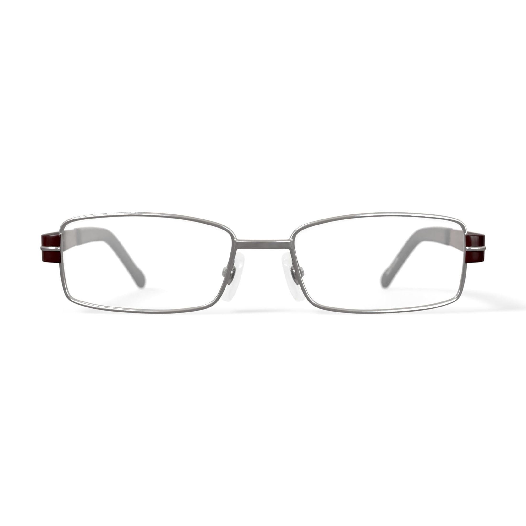 Contour Men's FM9214 Rectangular Prescription Eyeglasses with Case, Shiny Silver