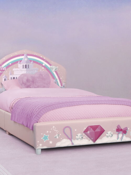 Delta Children Princess Upholstered Twin Bed, Pink