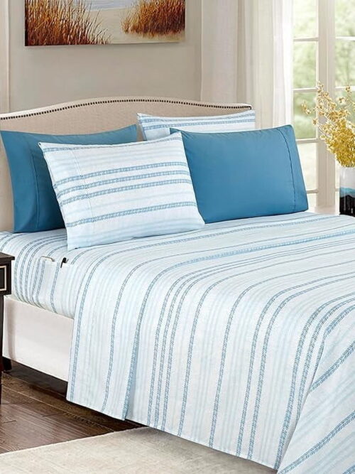 1500 Premier Hotel Collection Extra Soft Microfiber Deep Pocket Sheet Set, Full, Traci Aqua