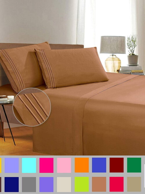 Elegant Comfort 1500 Thread Count Bronze Microfiber Flat Sheet California King (4 Pieces)