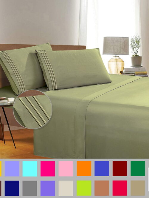 Elegant Comfort 1500 Thread Count Green Microfiber Flat Sheet Queen (4 Pieces)