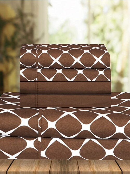 Elegant Comfort 6 Piece Bed Sheets Polyester King Bloomingdale Chocolate Brown