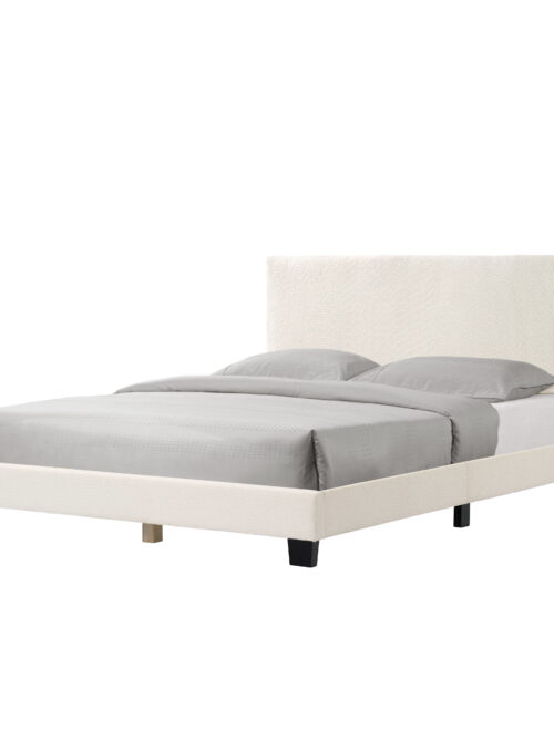 Furniture of America Estell Upholstered Mattress Ready Boucle Fabric White Queen Bed