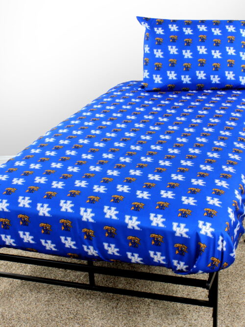 Kentucky Wildcats 100% cotton, 4 piece sheet set - flat sheet, fitted sheet, 2 pillow cases, Queen, Team Colors