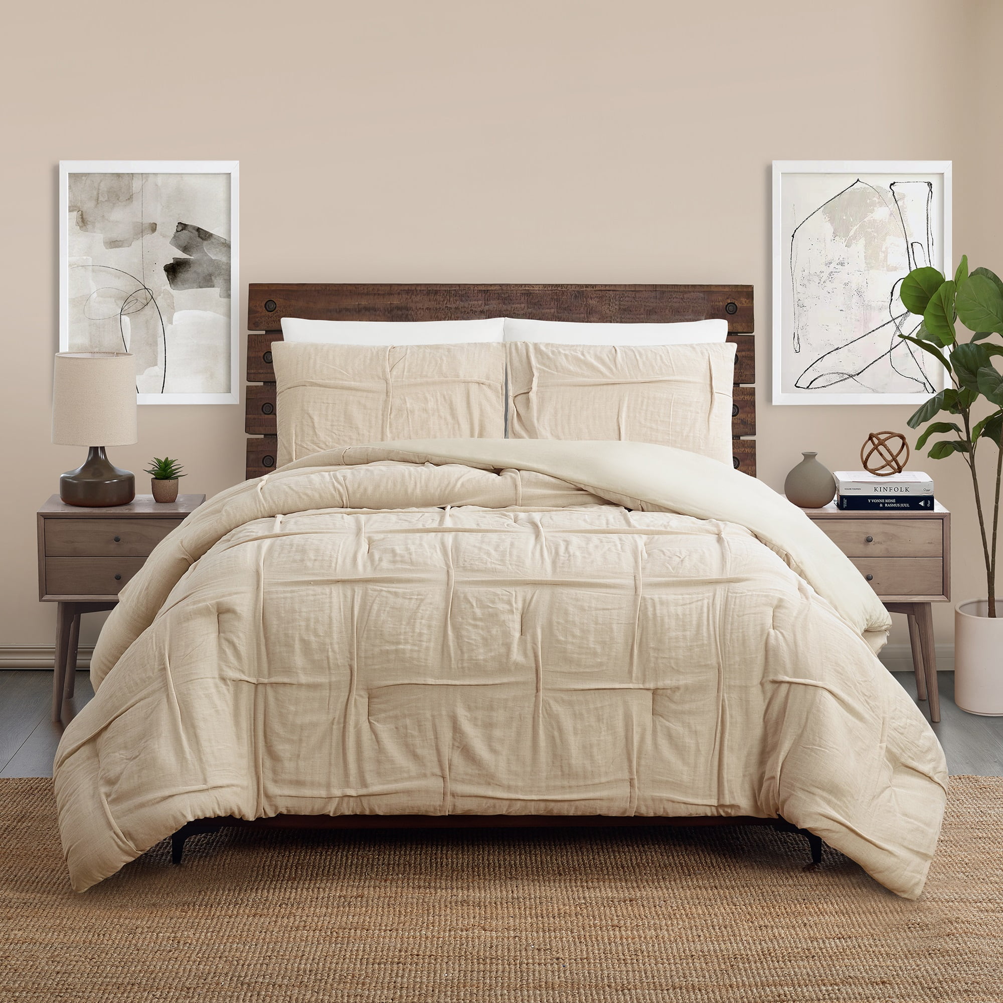Laurel & Mayfair Riley Pleated Linen 3-Piece Textured Comforter Set, King