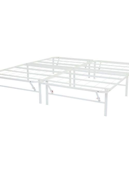 Mainstays Cal King 14" High Profile Foldable Steel Platform Bed Frame with Storage Space Under Frame, No Box Spring Required, White