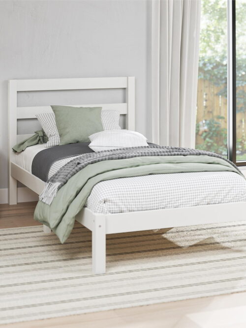 Mainstays Split Rail Wood Bed, Twin, White