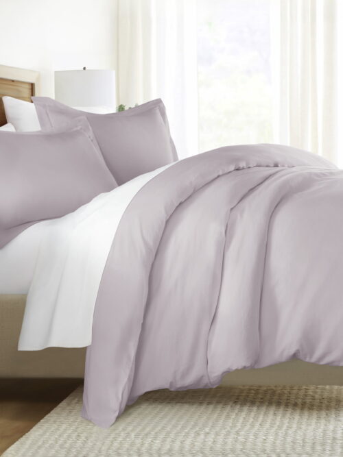 Mauve Vintage Washed 3 Piece Cotton Duvet Cover Set, Twin/TwinXL, by Noble Linens