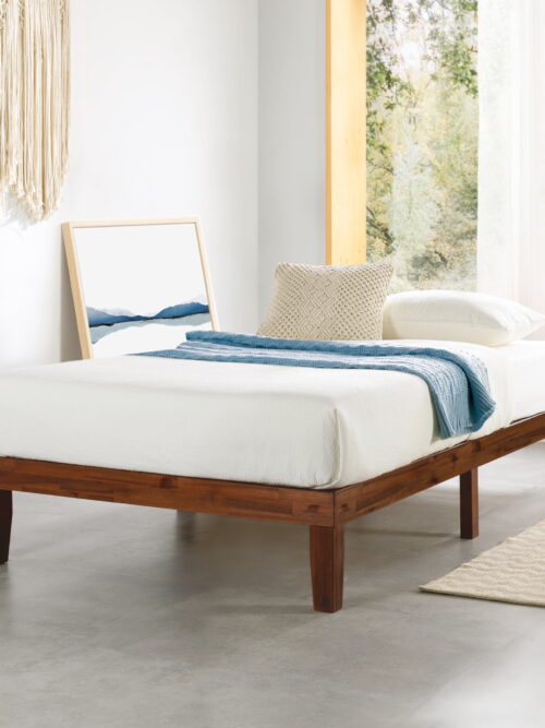 Best Price Mattress Naturalista Classic 12" Solid Wood Platform Bed with Wooden Slats, Twin, Espresso