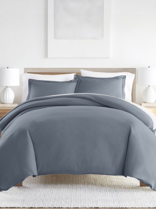 Noble Linens 3-Piece Stone Duvet Cover Set, Full/Queen