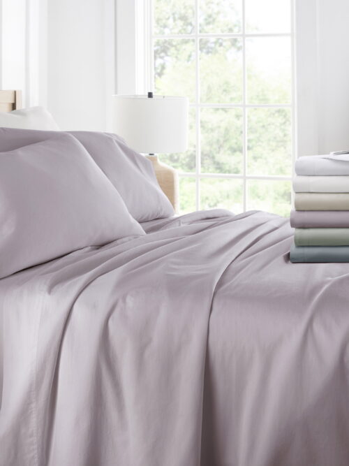 Noble Linens 300 Thread Count 4 Piece Cotton Sheet Set in Mauve, Queen