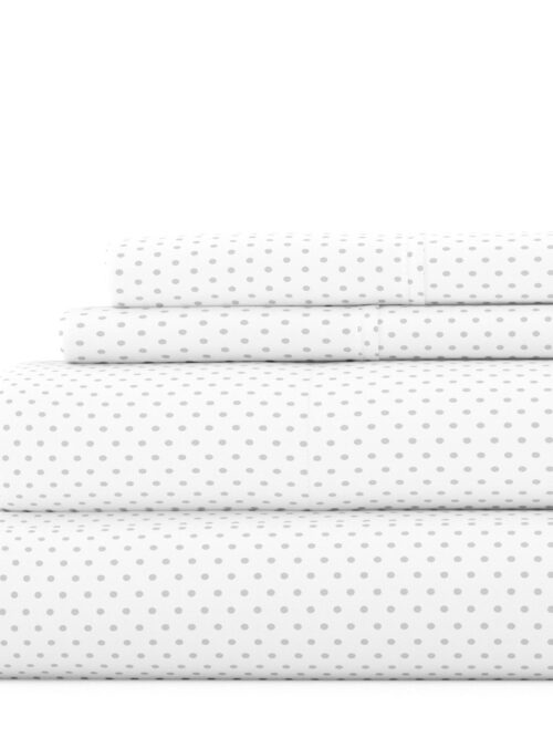 Noble Linens 4 Piece Pattern Microfiber Bed Sheets Set, Light Gray Stippled, Queen