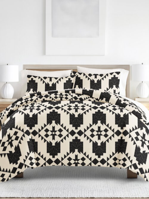 Noble Linens Gray Adobe Diamond Reversible 3-Piece Duvet Cover Set, King/Cal King