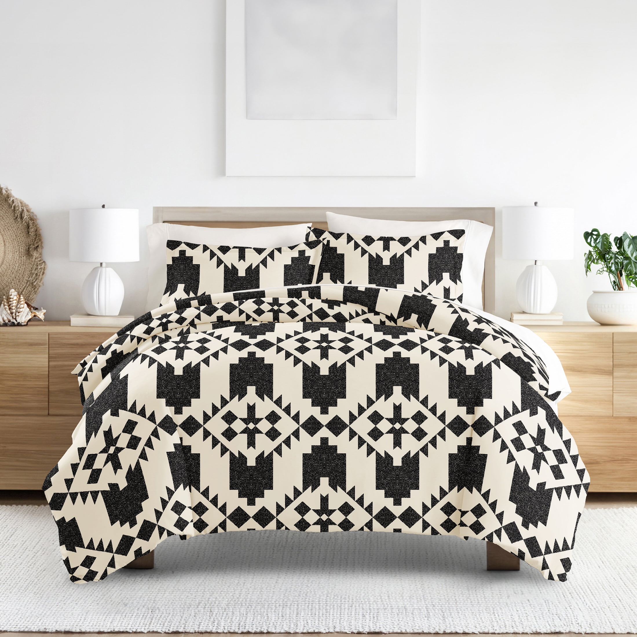 Noble Linens Gray Adobe Diamond Reversible 3-Piece Duvet Cover Set, King/Cal King