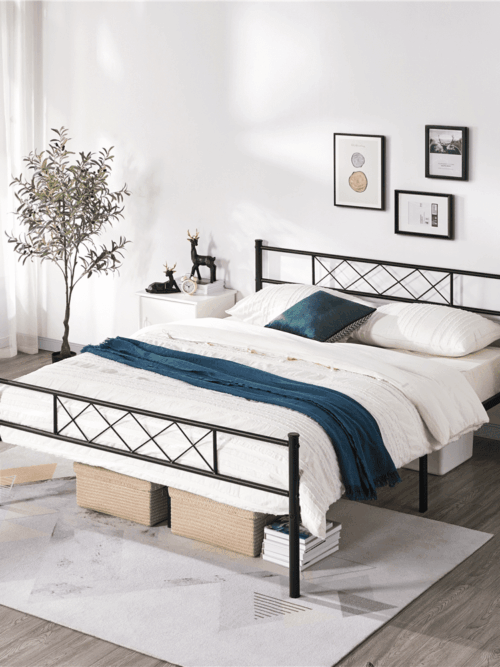Renwick Journee x-Design Metal Platform Queen Bed,Adult, Black