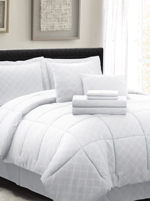 Spirit Linen Home - Queen Bed in a Bag White Comforter Set