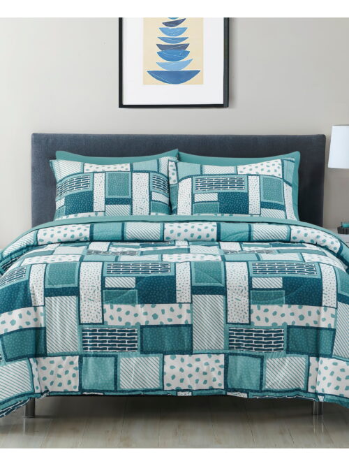 Spirit Linen Home Est. 1988 8PC Bed in a Bag Comforter Set - Full, Green Geo