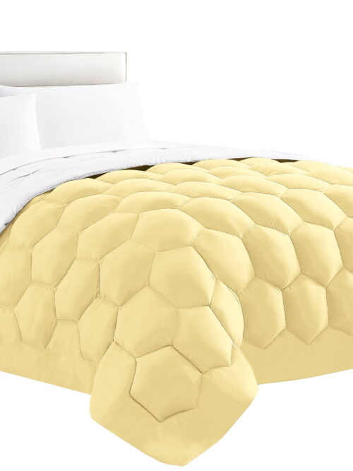 Spirit Linen Home - King Microfiber Honeycomb Yellow/White Comforter