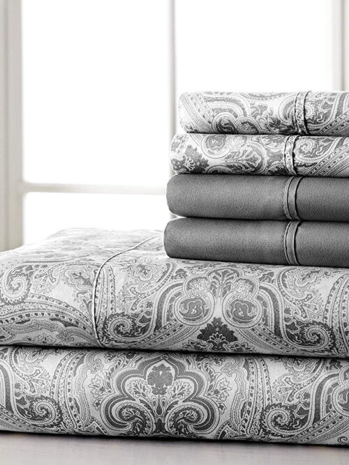 Spirit Linen Home Est. 1988 Paisley Microfiber Sheet Set - King, Black