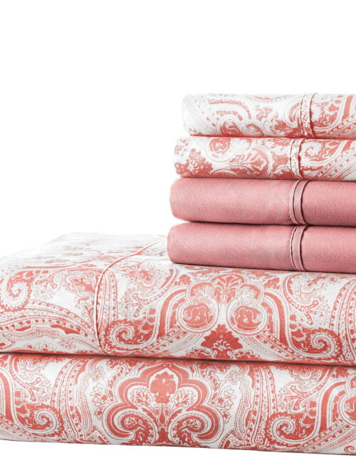 Spirit Linen Home - King Microfiber Paisley Soft Pink Sheet Set