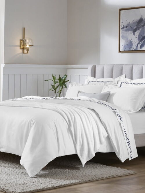 Superior 650 Thread Count Egyptian Cotton Duvet Cover Set, White, Full/ Queen