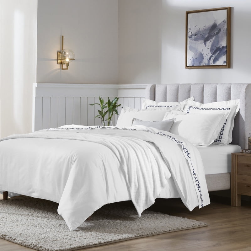 Superior 650 Thread Count Egyptian Cotton Duvet Cover Set, White, Full/ Queen