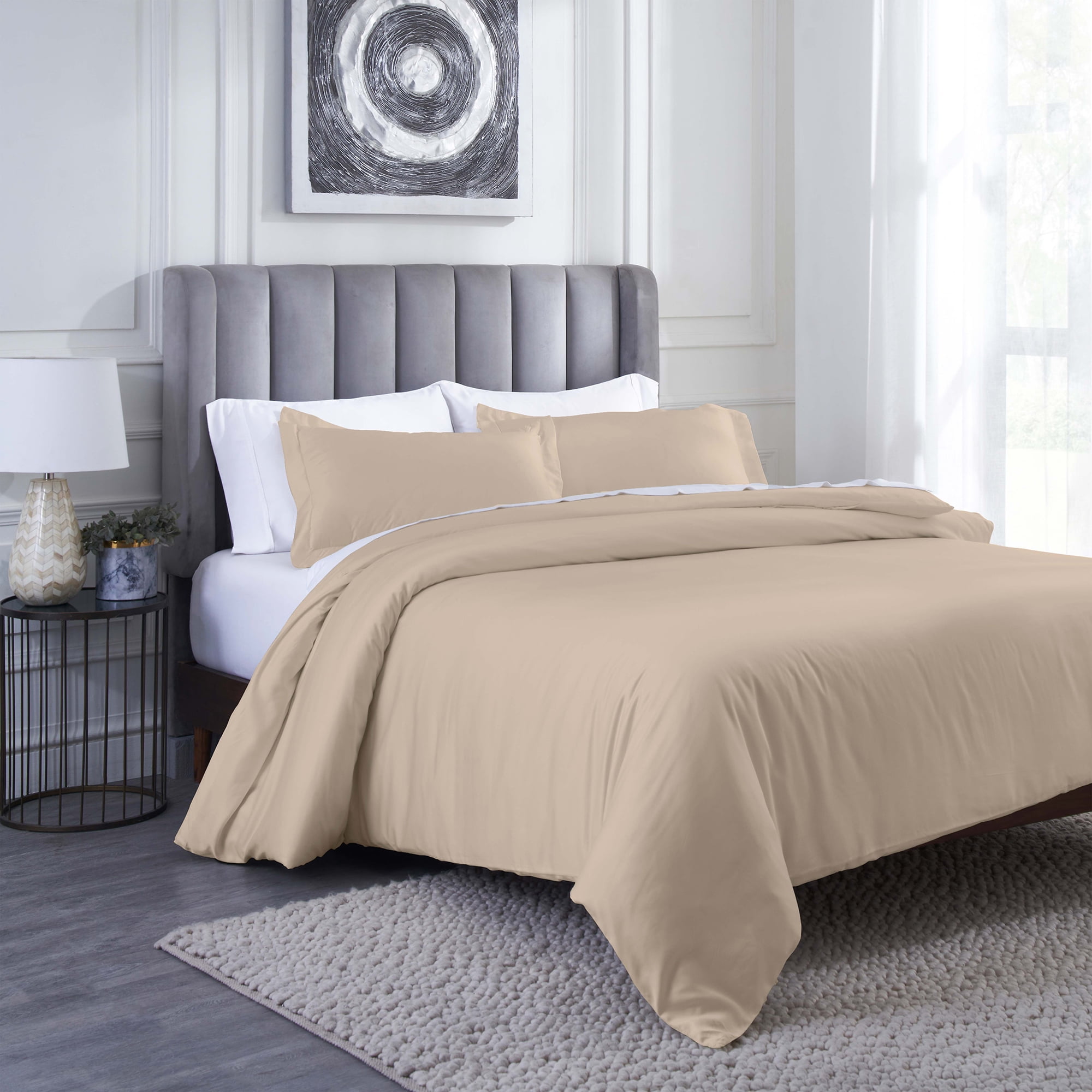 Superior Modal From Beechwood 400TC Linen Duvet Cover Set, Twin/ Twin XL