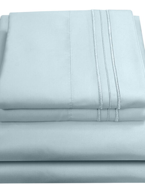 Sweet Home Collection 1500 Series Bed Sheets - Extra Soft Microfiber Deep Pocket Sheet Set - Light Blue, Queen