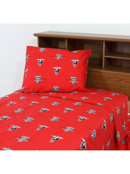Texas Tech Red Raiders 100% Cotton Sheet Set Red Queen