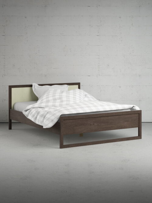 Tvilum Rainier Queen Bed with Slat Roll, Dark Chocolate/Textile Beige