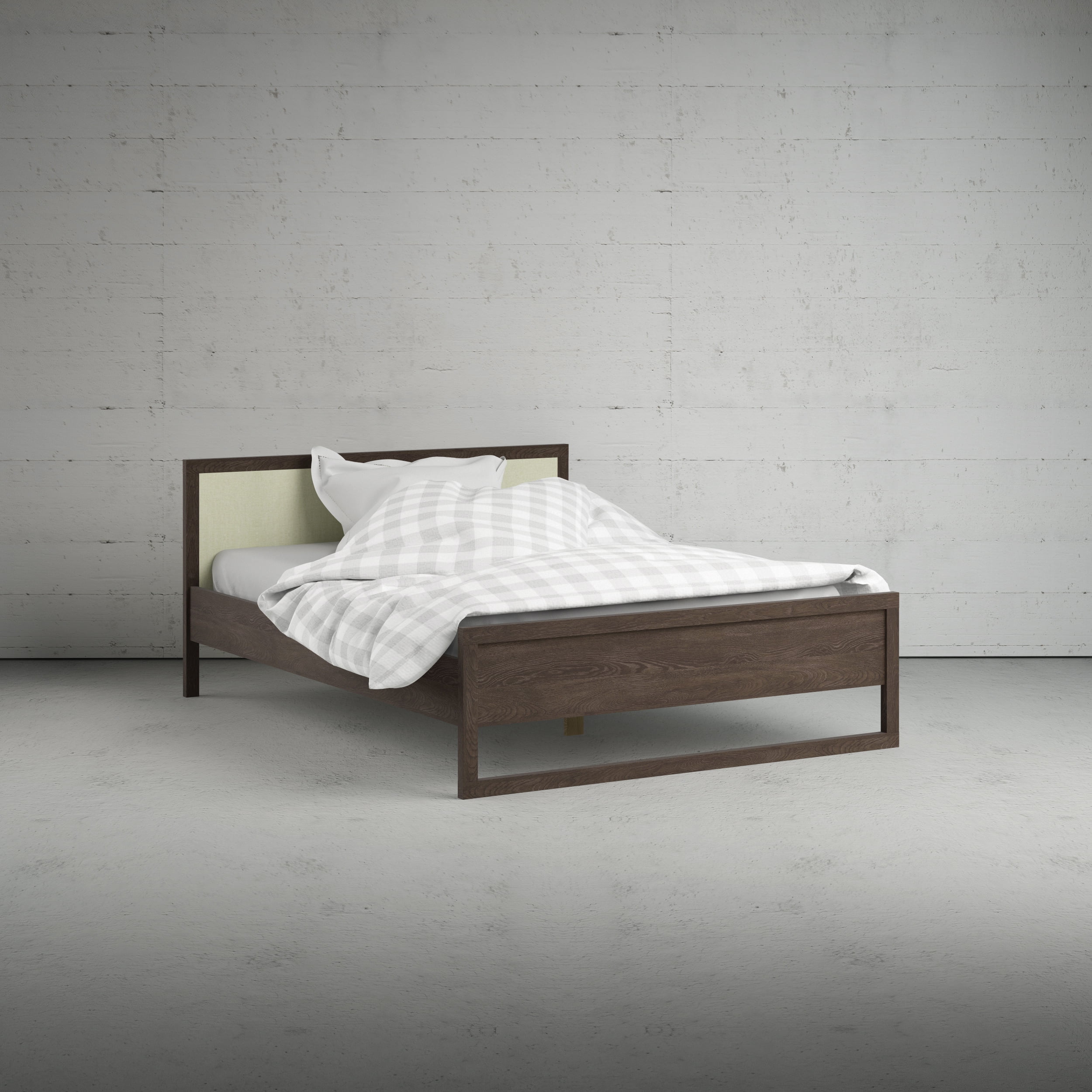 Tvilum Rainier Queen Bed with Slat Roll, Dark Chocolate/Textile Beige