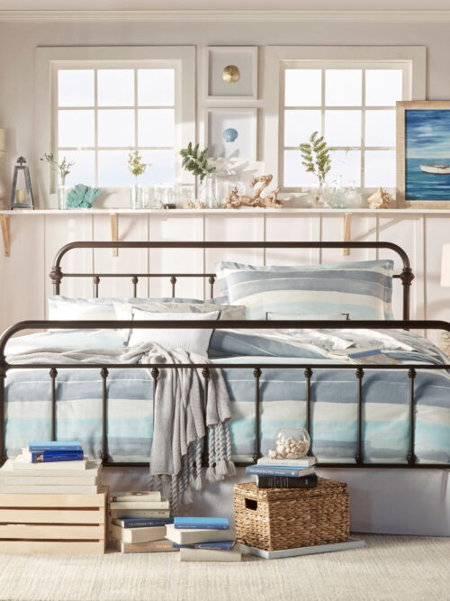 Weston Home Nottingham Metal King Bed, Antique Dark Bronze