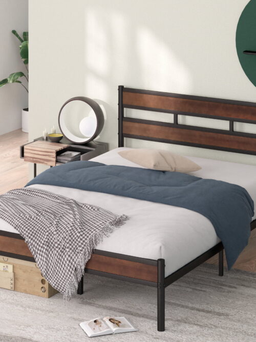 Zinus 39" Roman Bamboo and Metal Platform Bed Frame, Adult, King