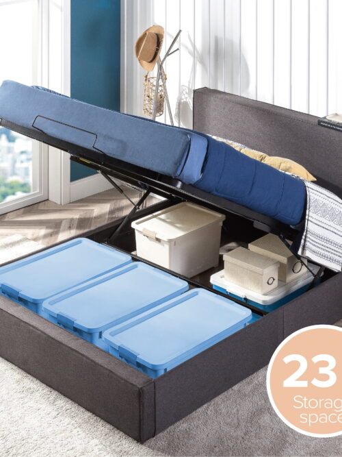 Zinus Finley 34" Upholstered Platform Bed with Lifting Storage, Full