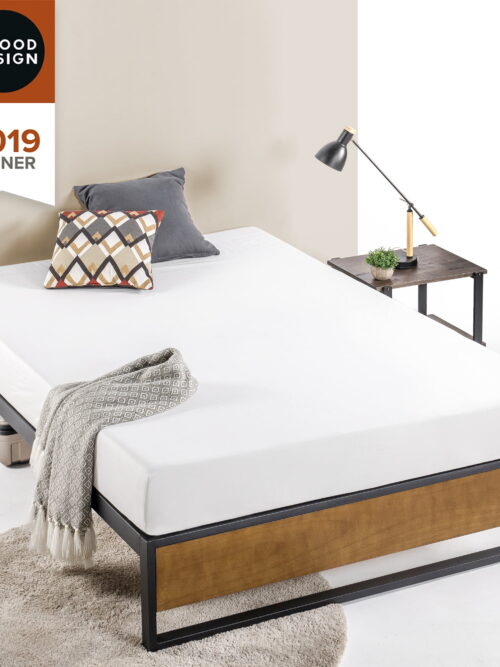 Zinus Good Design Winner Suzanne 14" Metal and Bamboo Platform Bed, King